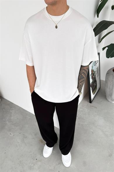 Beyaz Basic Oysh Kumaş Oversize Tişört