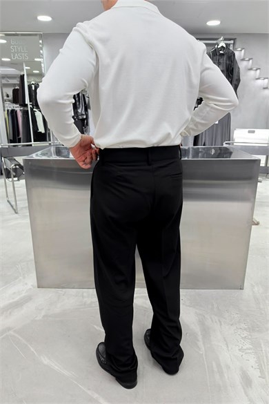 Beyaz Basic Premium Oversize Polo Yaka Tişört