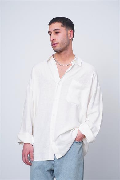 Beyaz Basic Uzun Kollu 1A CH Oversize Gömlek