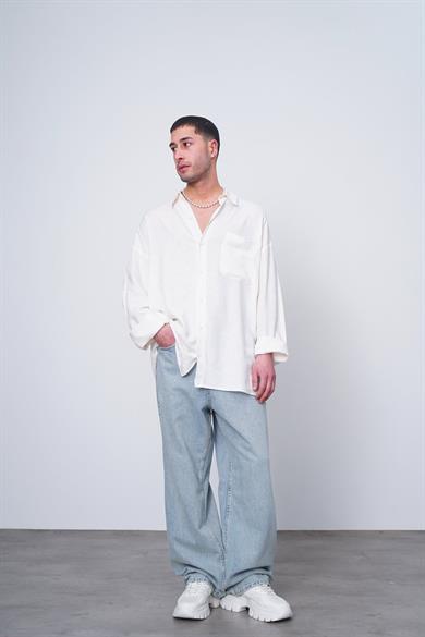 Beyaz Basic Uzun Kollu 1A CH Oversize Gömlek