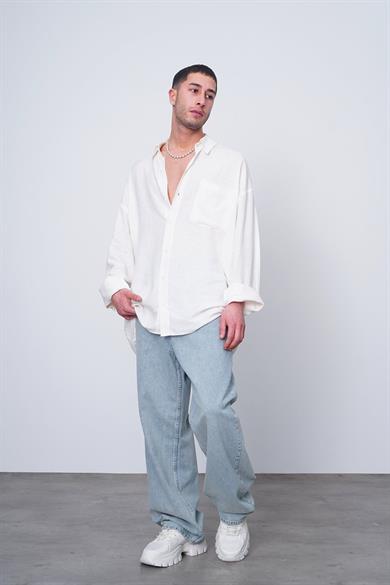 Beyaz Basic Uzun Kollu 1A CH Oversize Gömlek