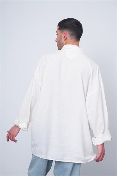 Beyaz Basic Uzun Kollu 1A CH Oversize Gömlek