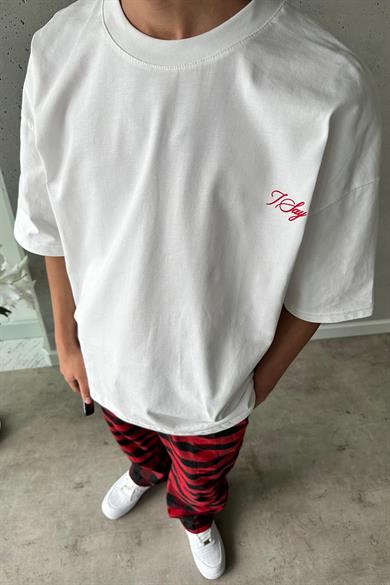 Beyaz Believe What OUTPLENTY PREMİUM Oversize Tişört