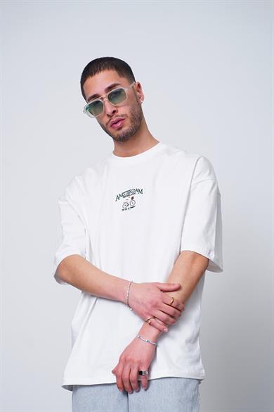 Beyaz Beyaz Amsterdam Nakış Detay PM Oversize Tişört