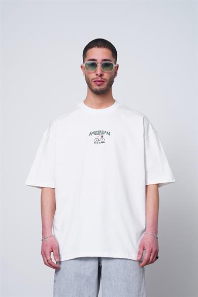 Beyaz Beyaz Amsterdam Nakış Detay PM Oversize Tişört