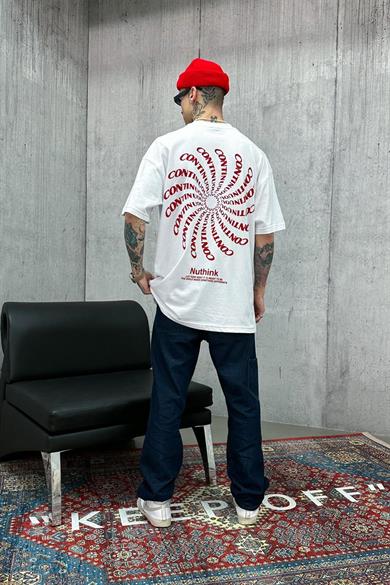 Beyaz Beyaz Continuos Oversize Tişört