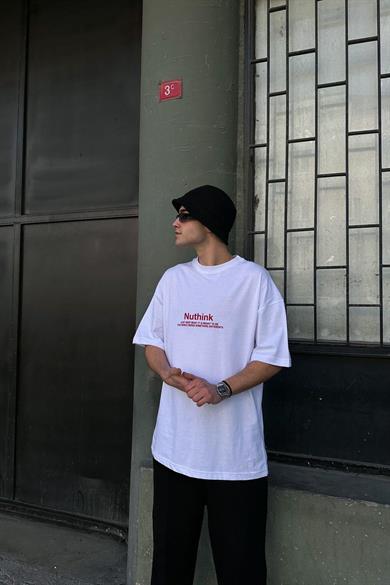 Beyaz Beyaz Continuos Oversize Tişört