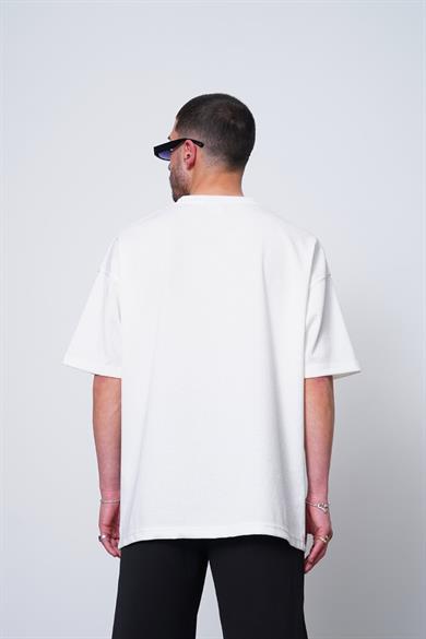Beyaz Beyaz Dokulu Beyond MH Oversize Tişört