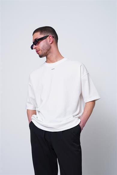 Beyaz Beyaz Dokulu Beyond MH Oversize Tişört