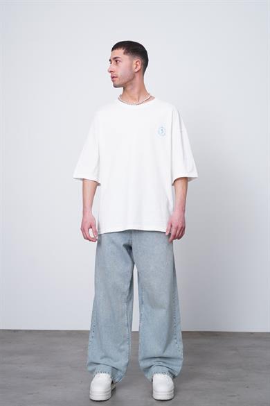 Beyaz Beyaz Fırça Kumaş Basic Rose CH Oversize Tişört