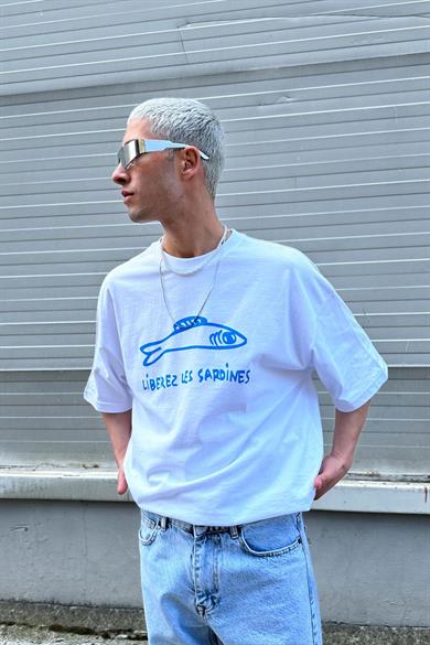 Beyaz Beyaz Sardies Oversize Tişört