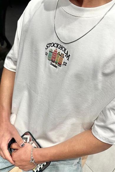 Beyaz Beyaz Stockholm Nakış Detay PM Oversize Tişört