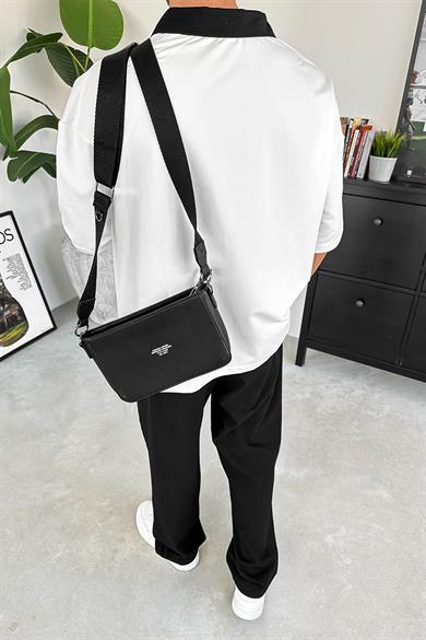 Beyaz Bound Polo Yaka OUTPLENTY PREMİUM Oversize Tişört