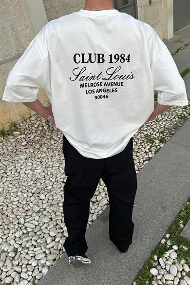 Beyaz Club 1984 OUTPLENTY PREMİUM Oversize Tişört