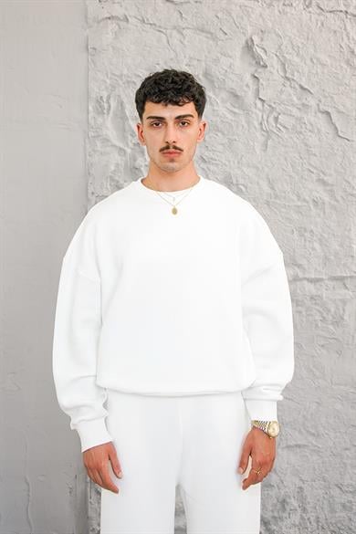 Beyaz Cozy Basic Oversize Sweat