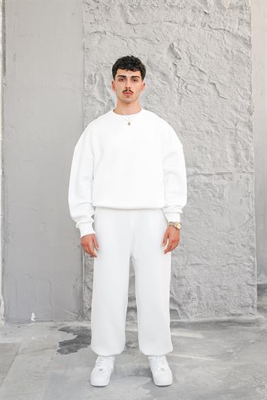 Beyaz Cozy Basic Oversize Sweat