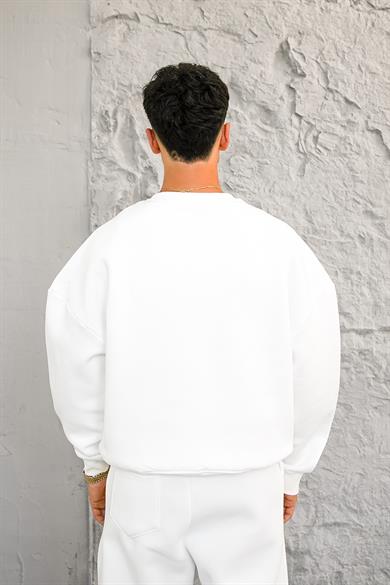 Beyaz Cozy Basic Oversize Sweat
