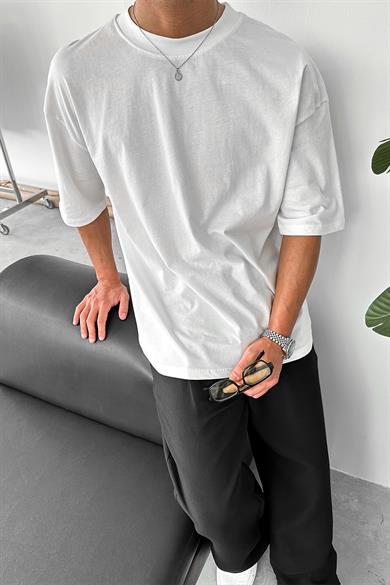 Beyaz Cozy Basic Oversize Tişört