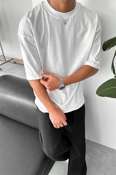 Beyaz Cozy Basic Oversize Tişört