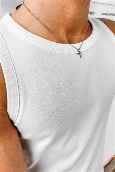 Beyaz Cozy Basic Tank Top Likralı Premium İnce Fitilli Atlet