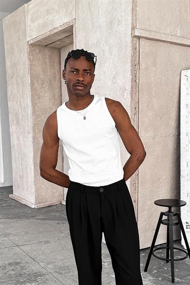 Beyaz Cozy Basic Tank Top Likralı Premium İnce Fitilli Atlet