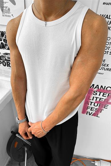 Beyaz Cozy Basic Tank Top Likralı Premium İnce Fitilli Atlet