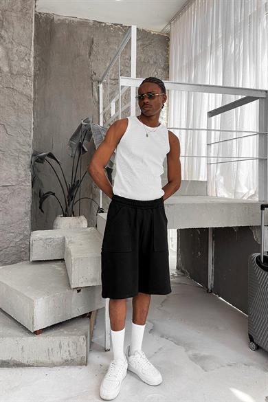 Beyaz Cozy Basic Tank Top Likralı Premium Fitilli Atlet