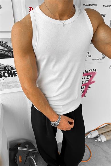 Beyaz Cozy Basic Tank Top Likralı Premium İnce Fitilli Atlet
