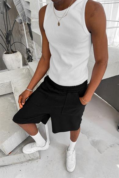 Beyaz Cozy Basic Tank Top Likralı Premium Fitilli Atlet