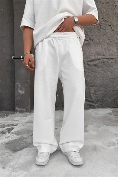 Beyaz Cozy Premium Basic Baggy Eşofman