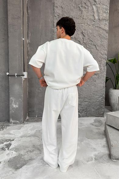 Beyaz Cozy Premium Basic Baggy Eşofman