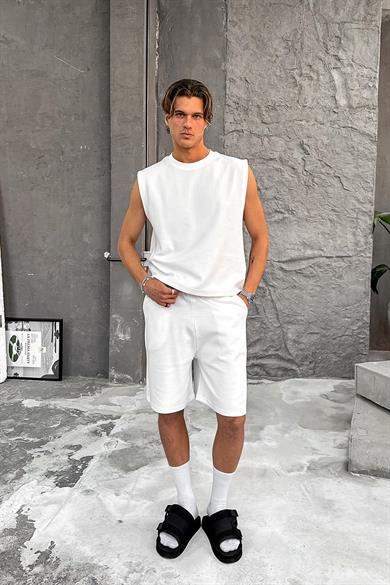 Beyaz Cozy Premium Basic Şort