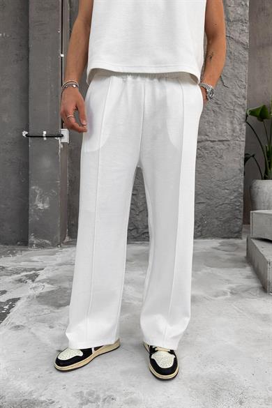 Beyaz Cozy Premium Çımalı Baggy Eşofman