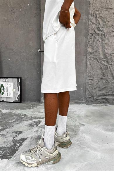 Beyaz Cozy Premium Çımalı Şort