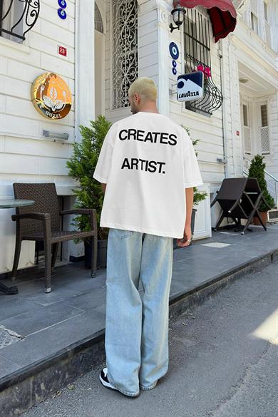 Beyaz Creates Artist OUTPLENTY PREMİUM Oversize Tişört