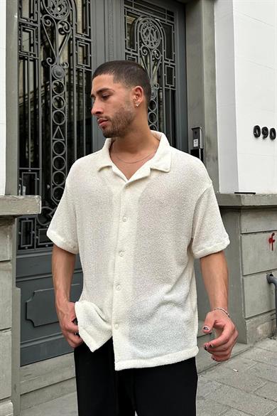 Beyaz Dokulu 04 EE Oversize Gömlek