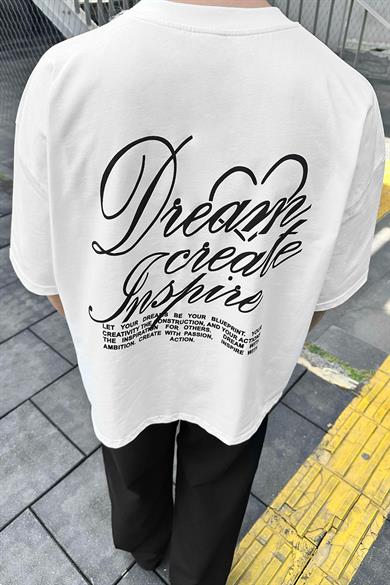Beyaz Dream İnspire OUTPLENTY PREMİUM Oversize Tişört