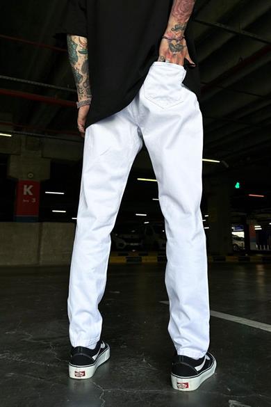 Beyaz Düz Beyaz Grg Boyfriend Pantolon