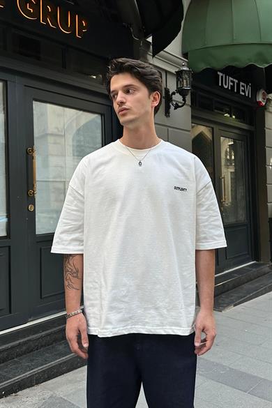 Beyaz Est Out OUTPLENTY PREMİUM Oversize Tişört
