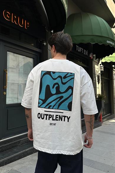 Beyaz Est Out OUTPLENTY PREMİUM Oversize Tişört