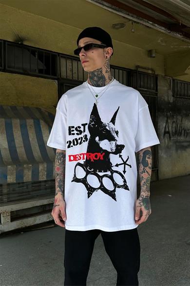 Beyaz Est23 Oversize Tişört