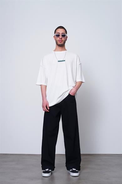 Beyaz Fitilli Another Level MH Oversize Tişört