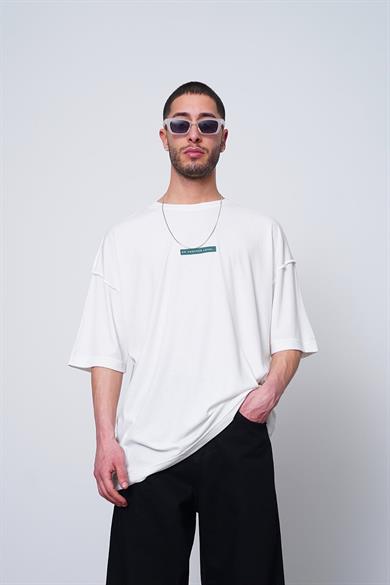 Beyaz Fitilli Another Level MH Oversize Tişört