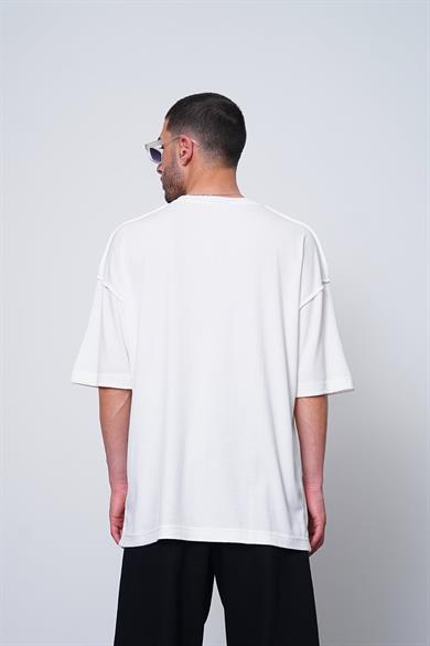 Beyaz Fitilli Another Level MH Oversize Tişört