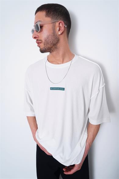 Beyaz Fitilli Another Level MH Oversize Tişört