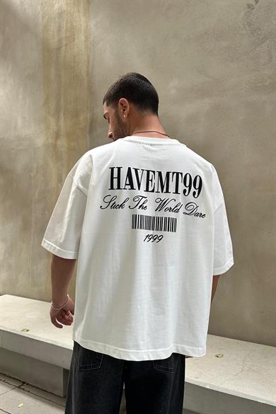 Beyaz Havemt99 OUTPLENTY PREMİUM Oversize Tişört