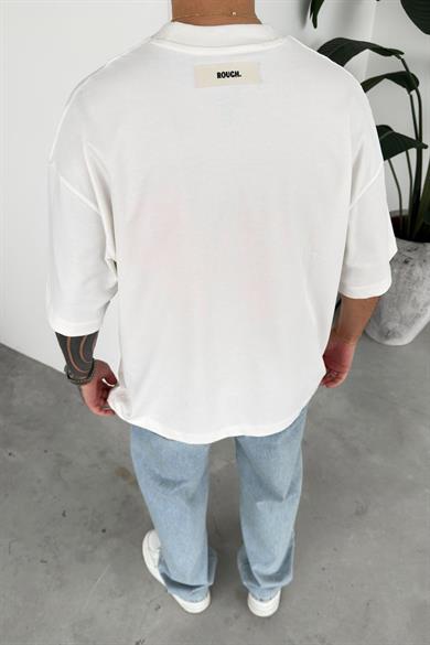 Beyaz Holy Baskılı Premium Oversize Tişört