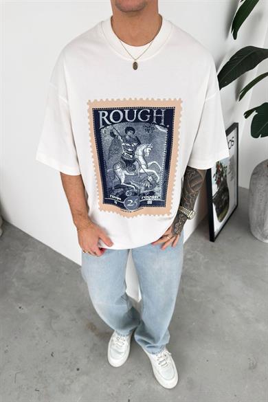 Beyaz Holy Baskılı Premium Oversize Tişört