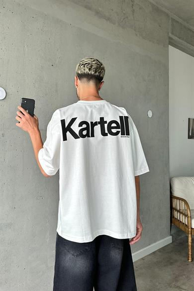 Beyaz Kartell OUTPLENTY PREMİUM Oversize Tişört