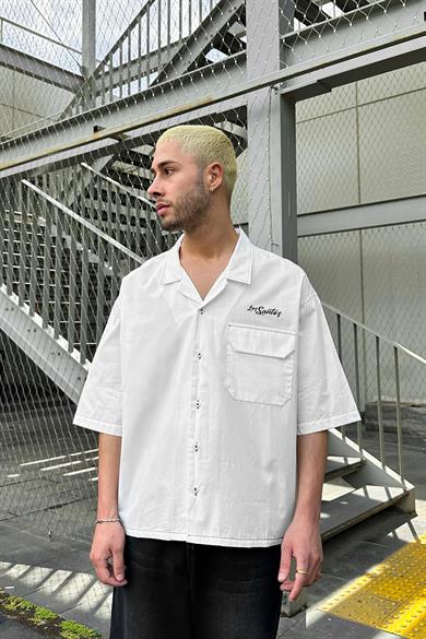 Beyaz Los Santos Ters Dikiş EE Oversize Gömlek
